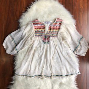 Christophe Sauvat White Cotton Peasant Boho Tassel